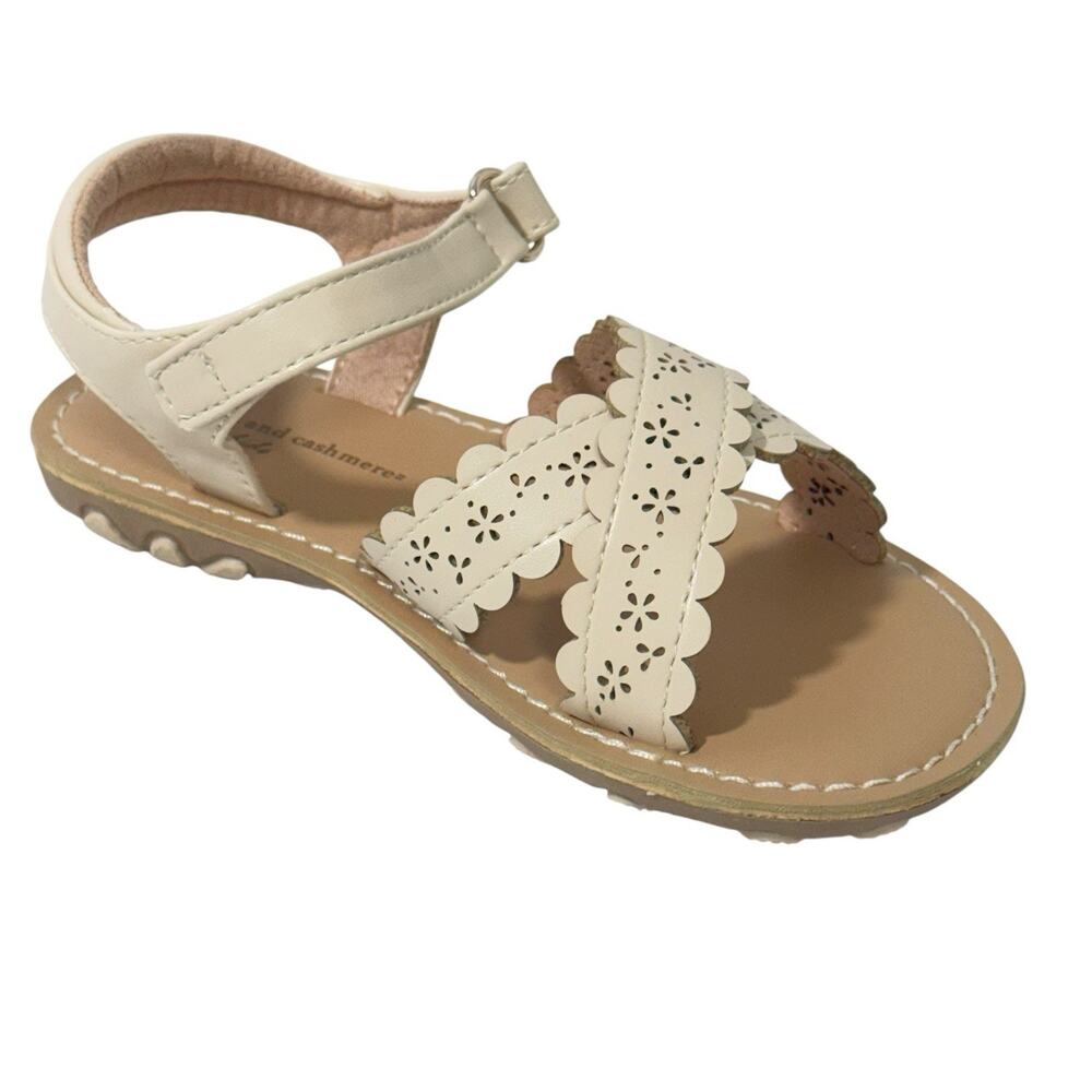 Cupcakes and Cashmere scalloped Beige Sandal Toddler Girls Adjustable SZ/10